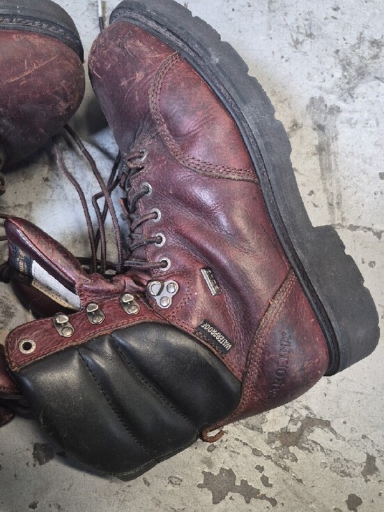 Men\'s Lace-Up Leather Work Boots - Burgundy main image 5